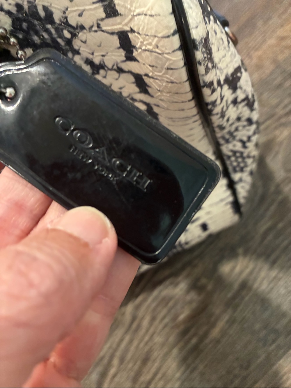 Coach Black and White Patterned Satchel - Picture 3 of 7
